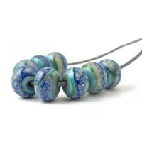 Patterned Blue Handmade Lampwork Glass Bead Set