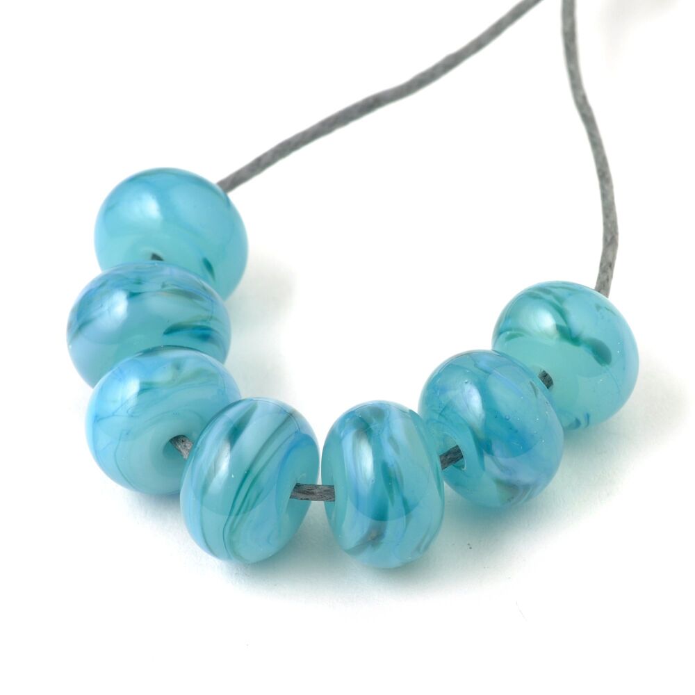 Aqua Blue Handmade Lampwork Glass Bead Set