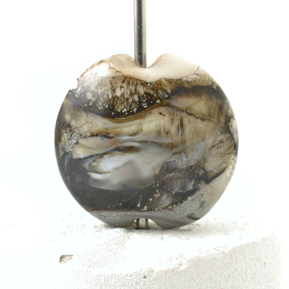 Marbled Grey Lampwork Glass Focal Bead