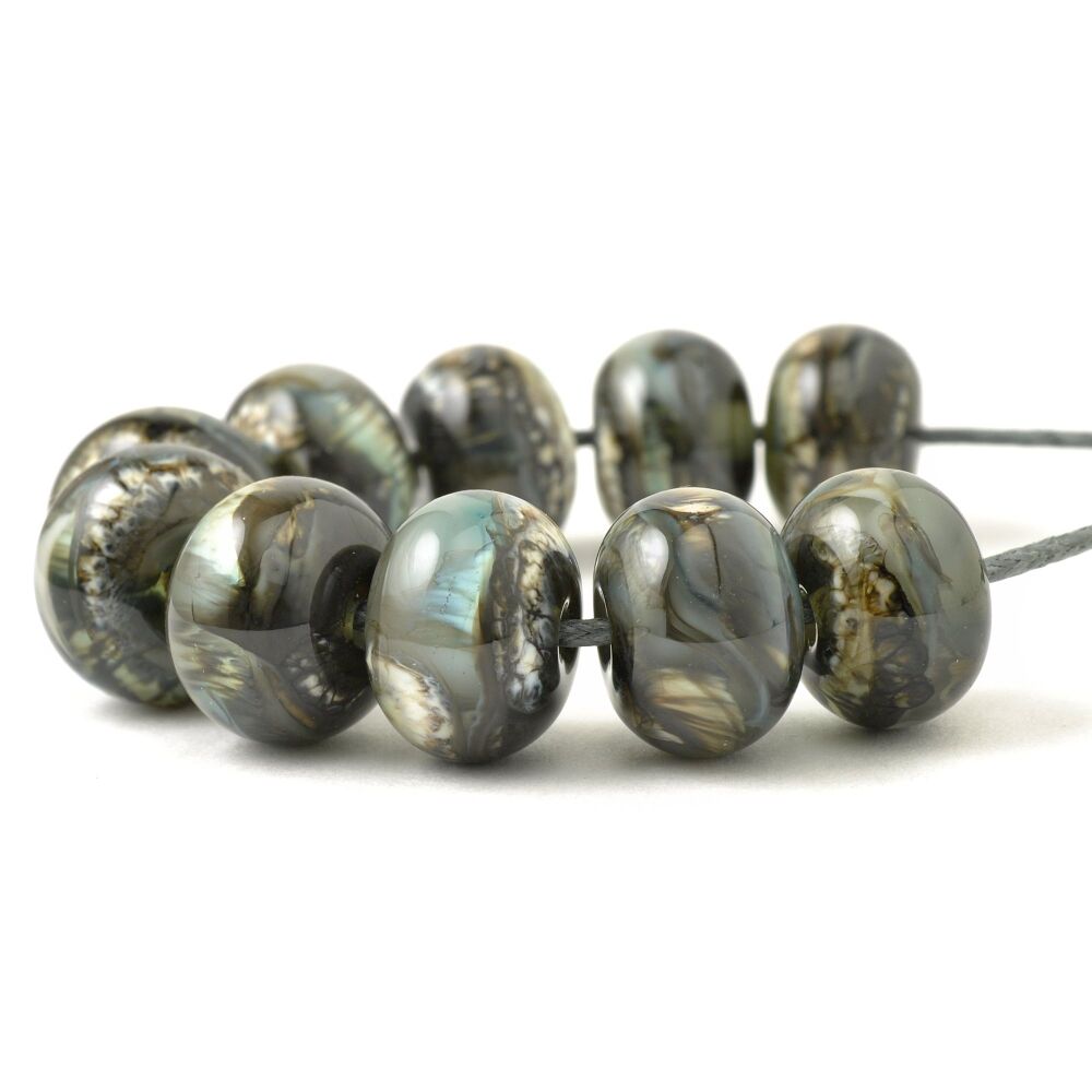 Dark Slate Handmade Lampwork Glass Bead Set