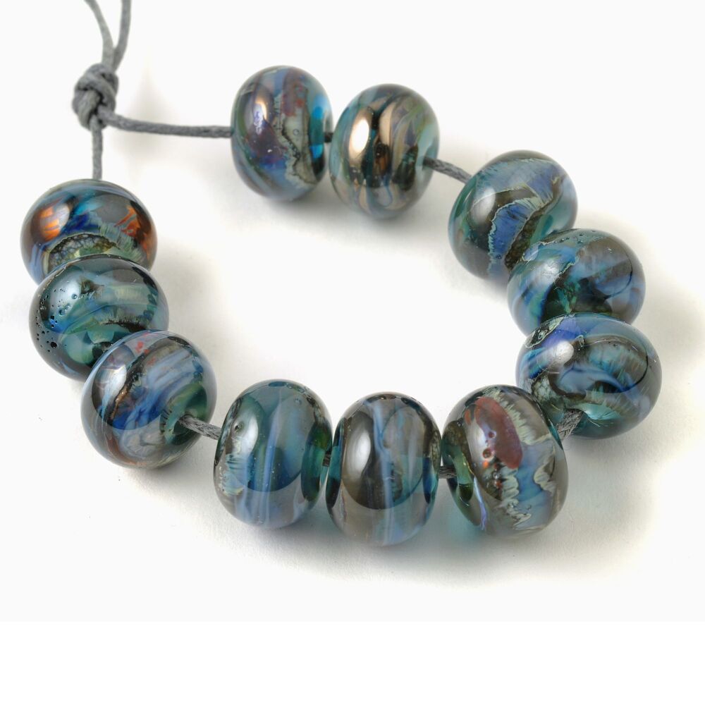 Aquarius Handmade Lampwork Glass Bead Set