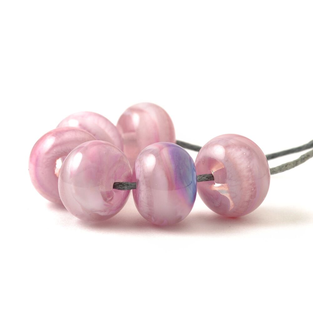 Mallow Pink Handmade Lampwork Glass Bead Set