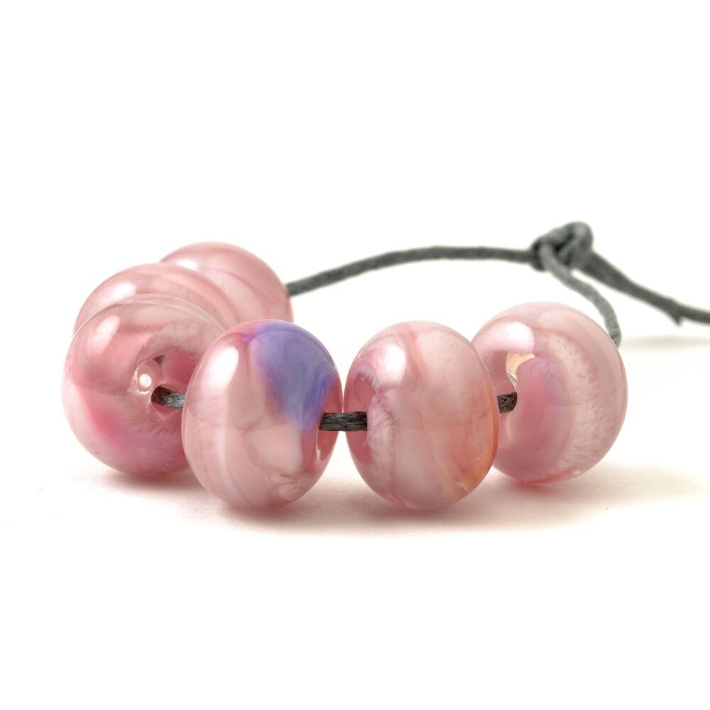 Mallow Pink Handmade Lampwork Glass Bead Set