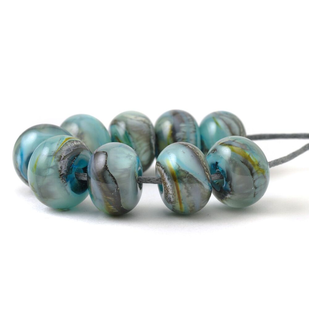 Natural Aqua Handmade Lampwork Glass Bead Set