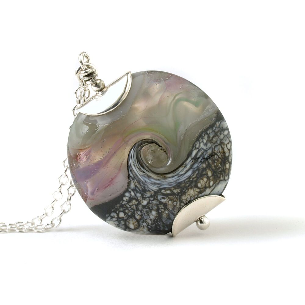 Heather Stone Lampwork Glass Pendant Necklace