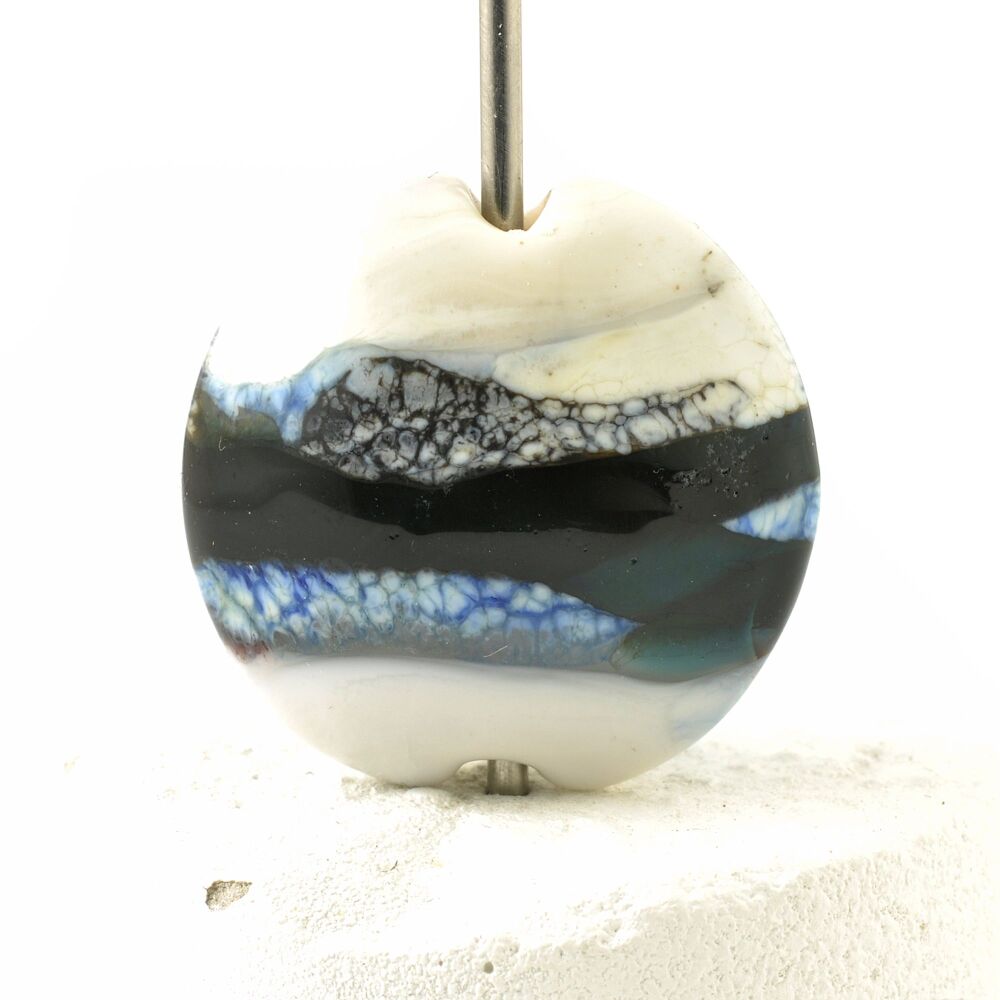 Indigo Twist Lampwork Glass Focal Bead