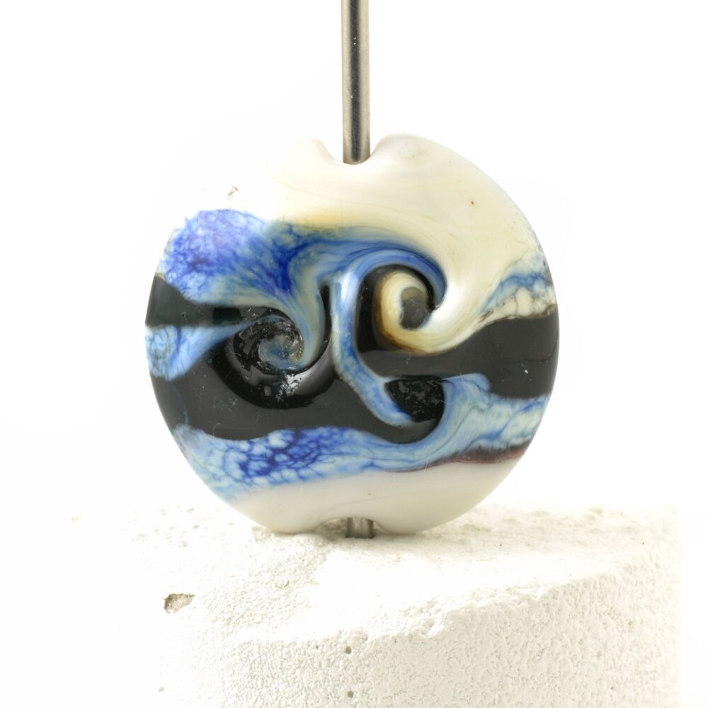 Indigo Twist Lampwork Glass Focal Bead