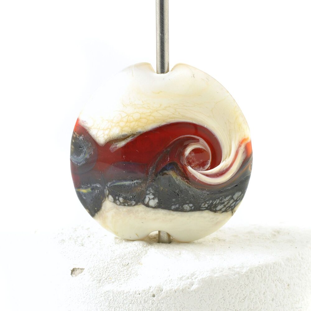 Crimson Twist Lampwork Glass Focal Bead