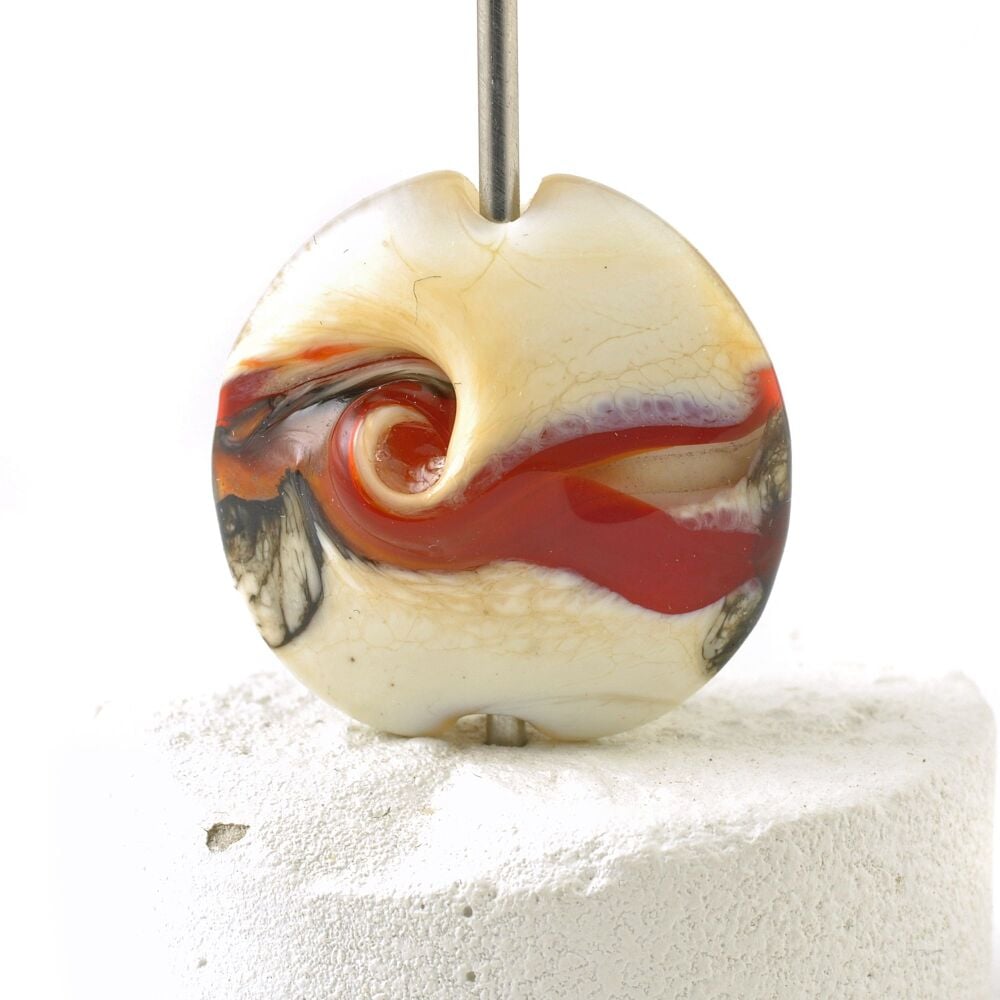 Crimson Twist Lampwork Glass Focal Bead