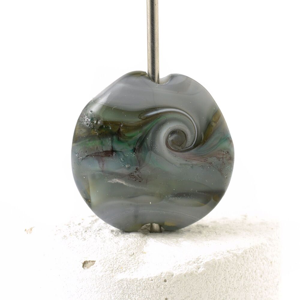 Moss Grey Lampwork Glass Focal Bead