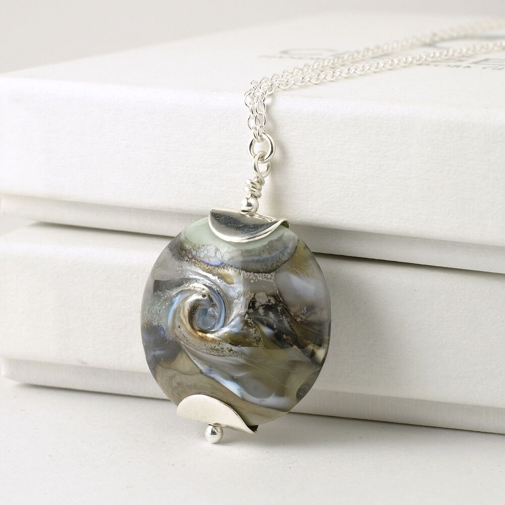 Organic Earth Lampwork Glass Pendant Necklace