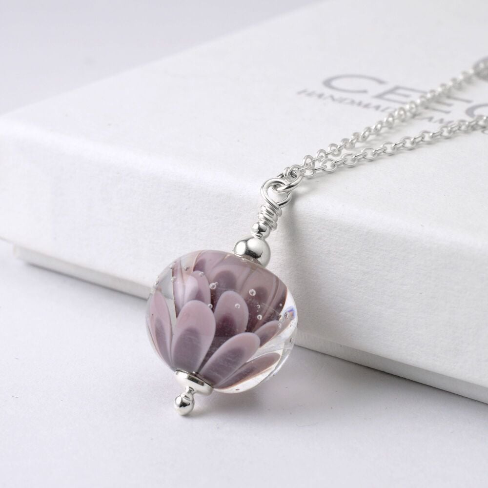 Heather Small Lampwork Glass Petal Necklace