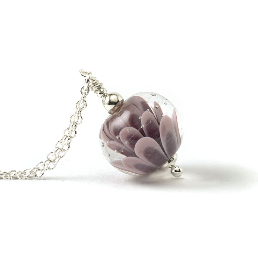 Heather Small Lampwork Glass Petal Necklace