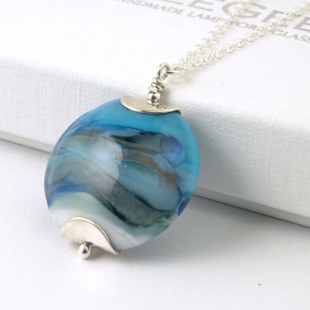 Seascape Lampwork Glass Pendant Necklace