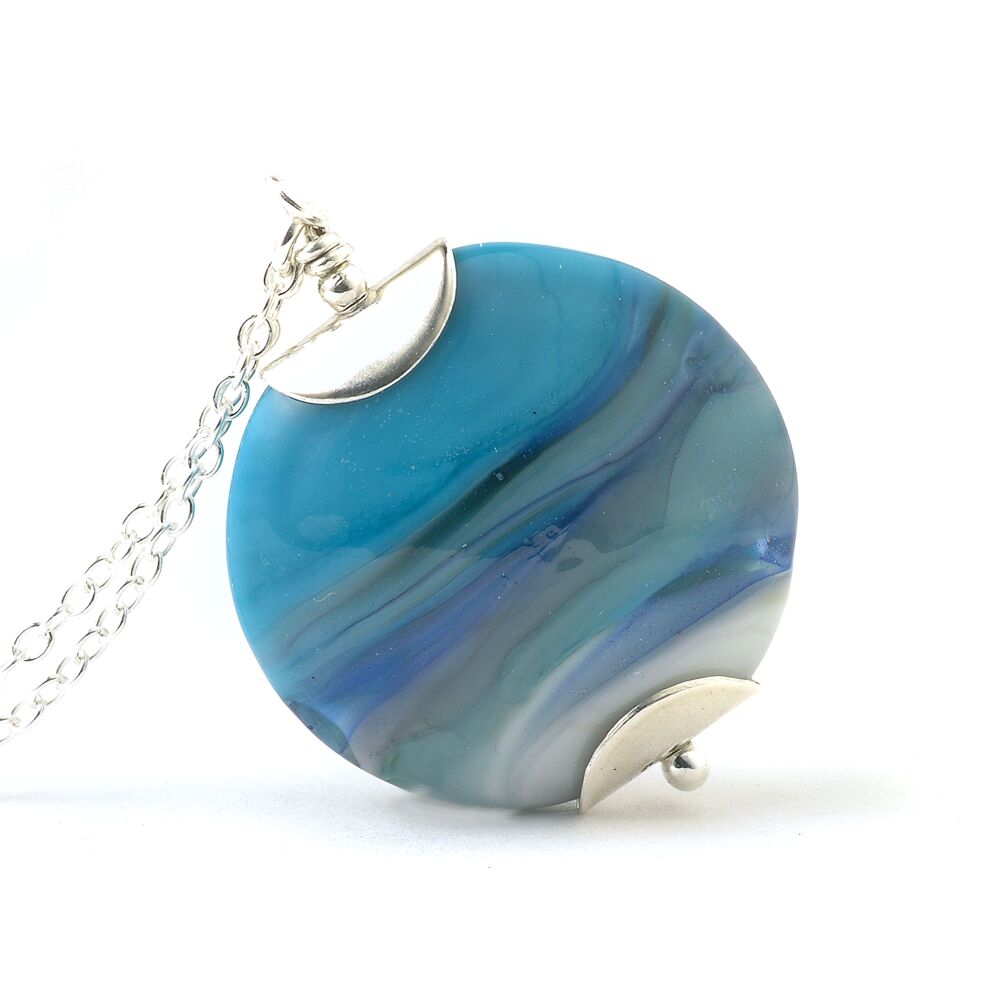 Seascape Lampwork Glass Pendant Necklace