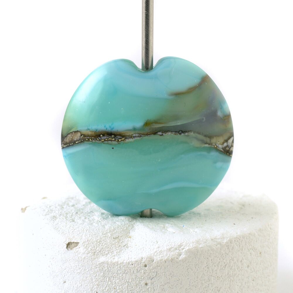 Blue Bay Lampwork Glass Focal Bead