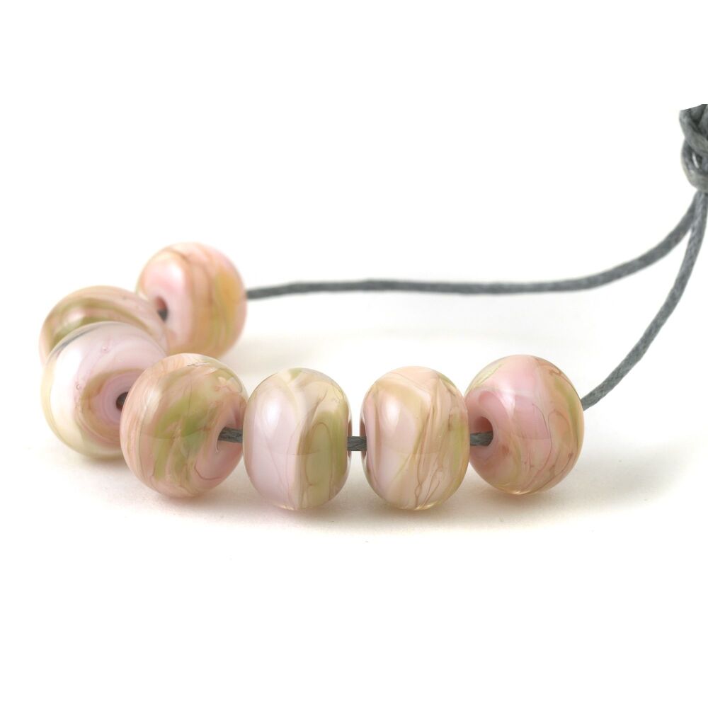 Spring Pink Handmade Lampwork Glass Bead Set