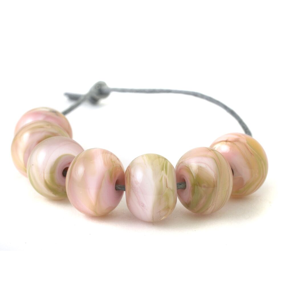 Spring Pink Handmade Lampwork Glass Bead Set