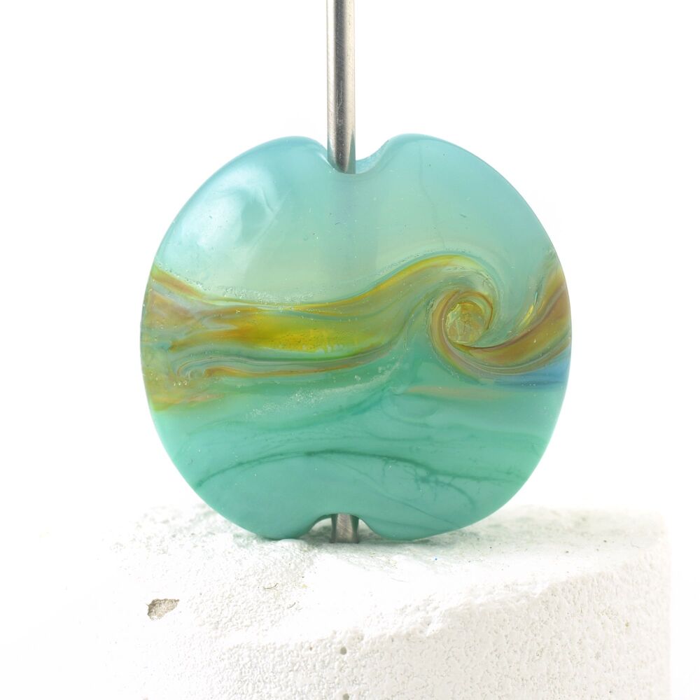 Aqua Sands Lampwork Glass Focal Bead