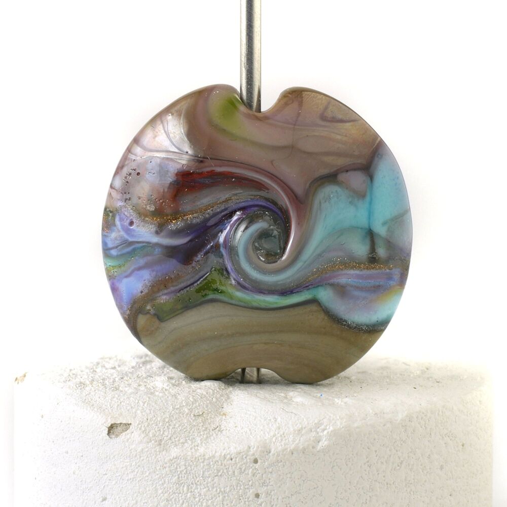 Psychedelic Swirl Lampwork Glass Focal Bead