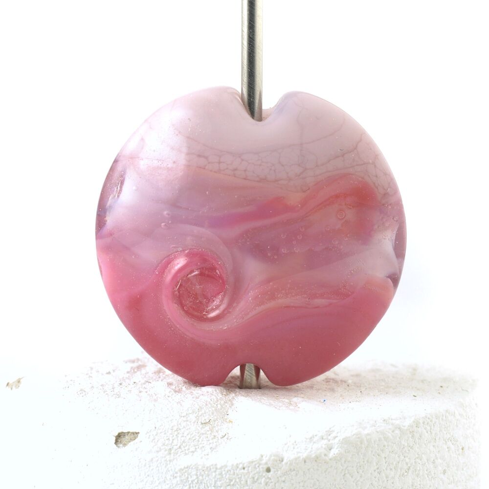 Lilac Pink Lampwork Glass Focal Bead