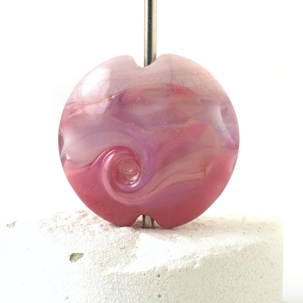 Lilac Pink Lampwork Glass Focal Bead