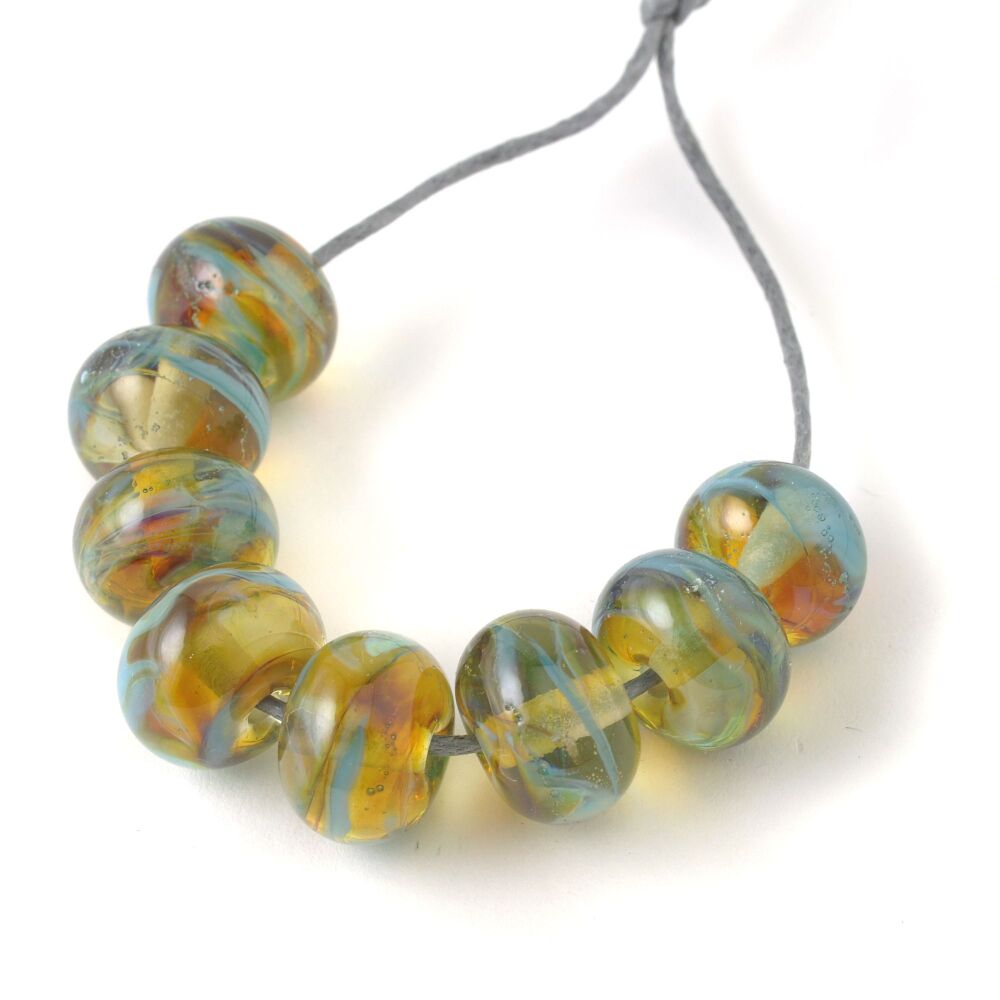 Amber Sky Handmade Lampwork Glass Bead Set