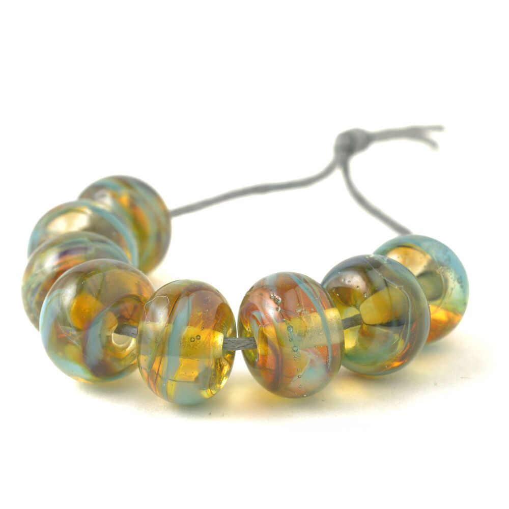 Amber Sky Handmade Lampwork Glass Bead Set