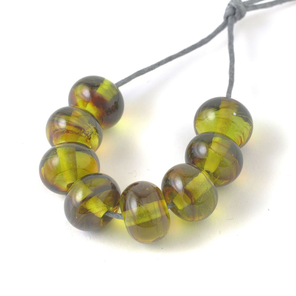 Amber Moss Handmade Lampwork Glass Bead Set