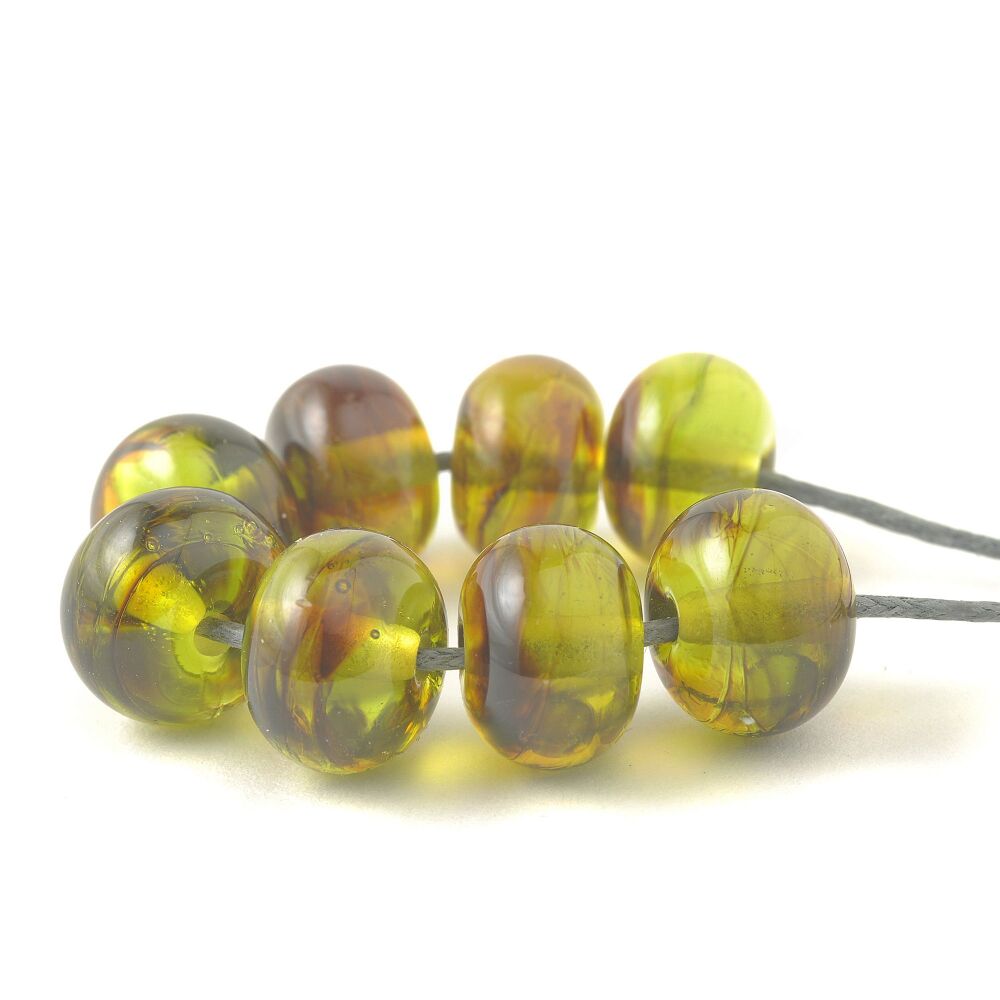 Amber Moss Handmade Lampwork Glass Bead Set