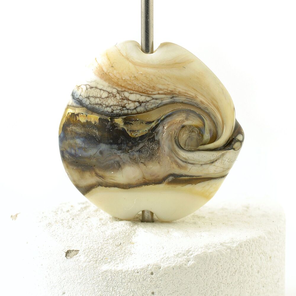 Twisted Ivory Pebble Lampwork Glass Focal Bead