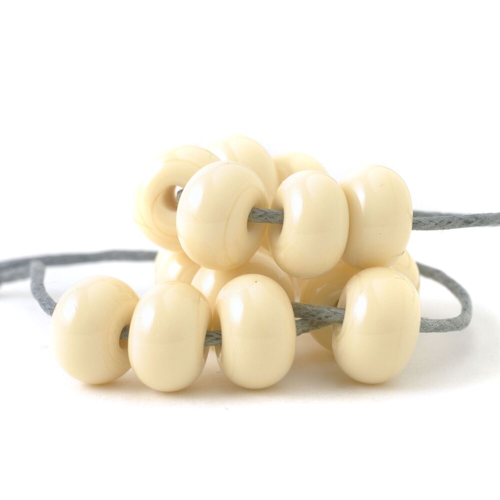 Ivory Handmade Small Lampwork Glass Spacer Beads