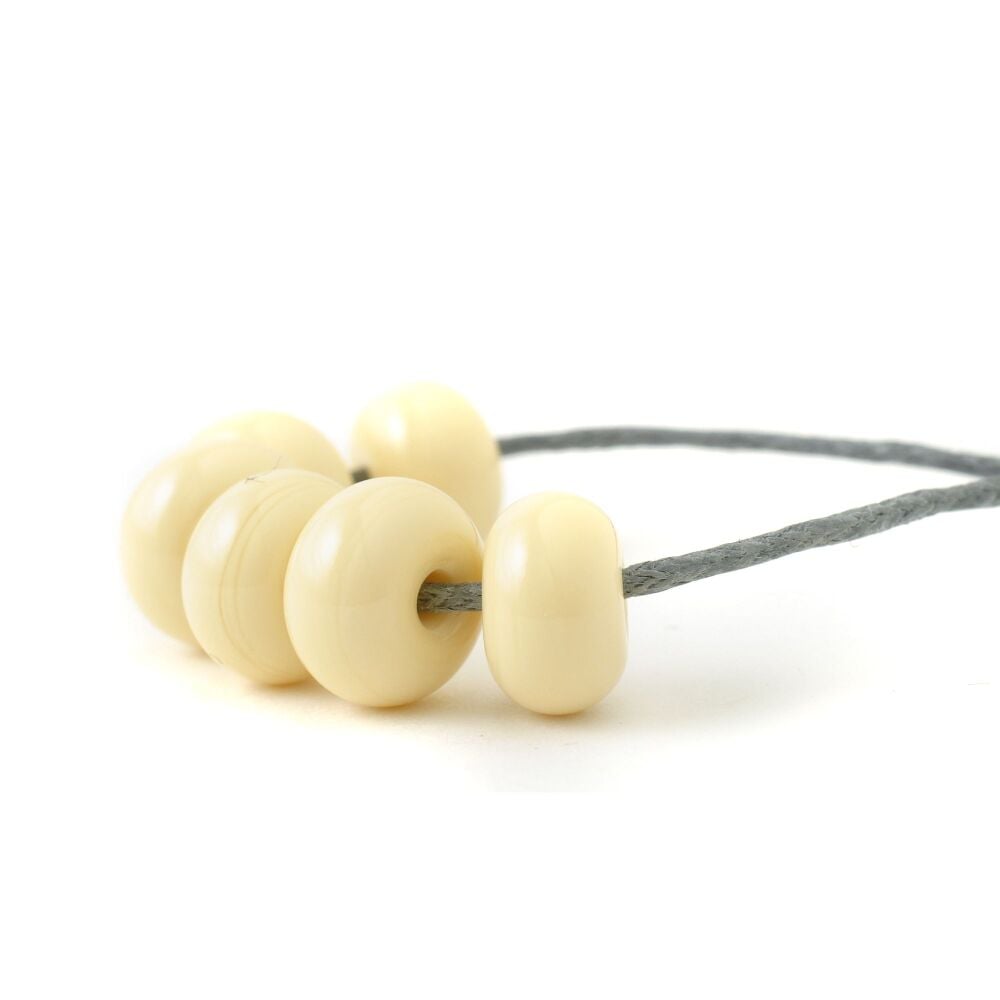 Ivory Handmade Small Lampwork Glass Spacer Beads