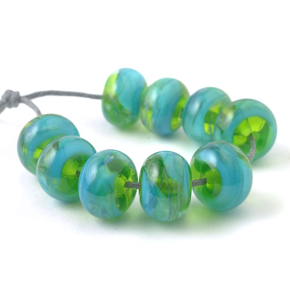 Aqua Spring Handmade Lampwork Glass Bead Set