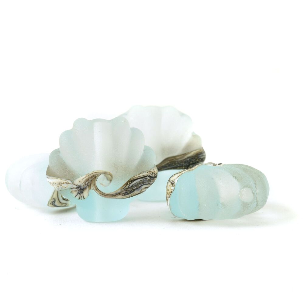 Lampwork Glass Shell Bead in Light Blue