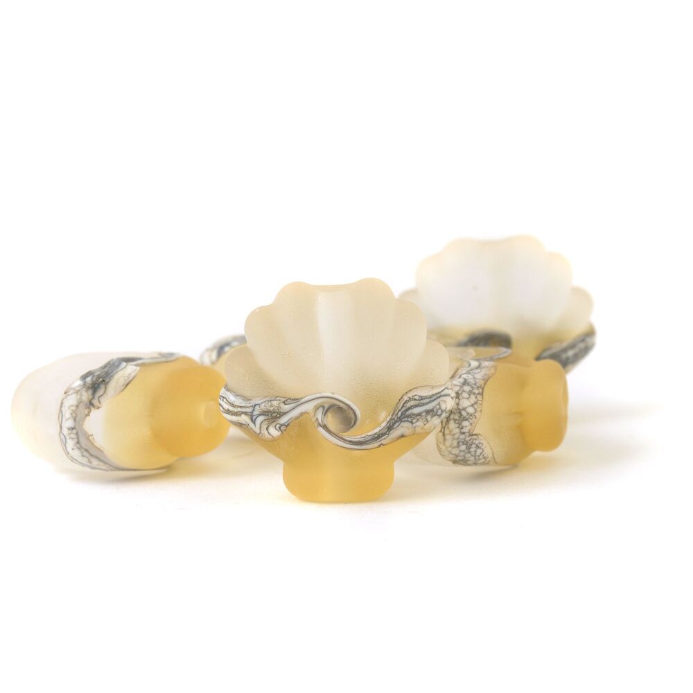 Lampwork Glass Shell Bead in Pale Amber