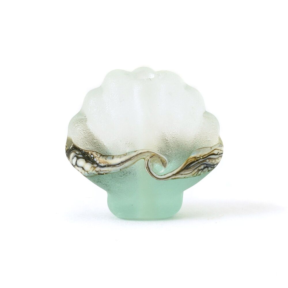 Lampwork Glass Shell Bead in Pale Aqua