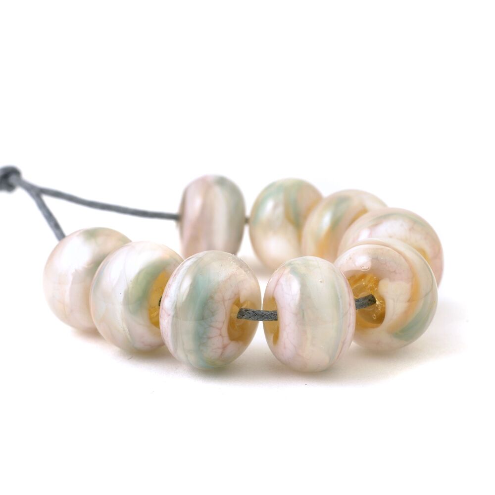Soft Pastels Handmade Lampwork Glass Bead Set