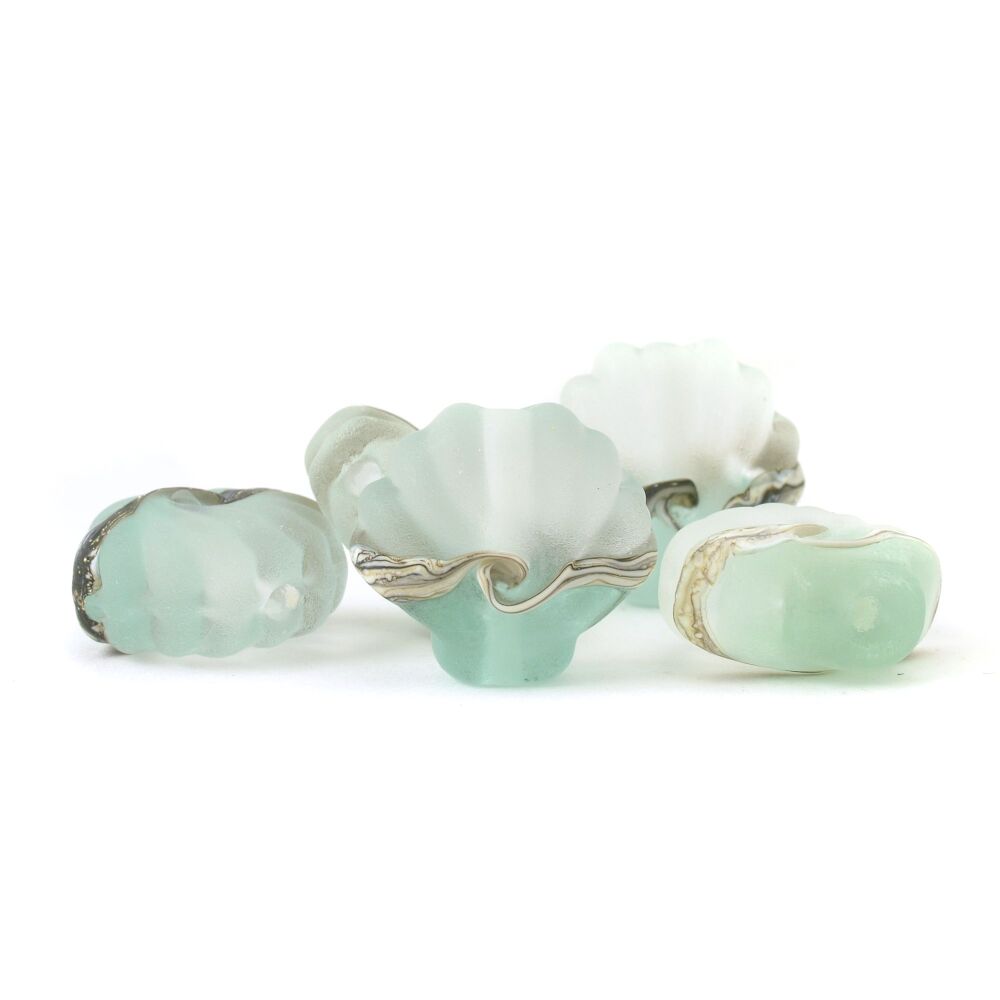 Lampwork Glass Shell Bead in Pale Aqua