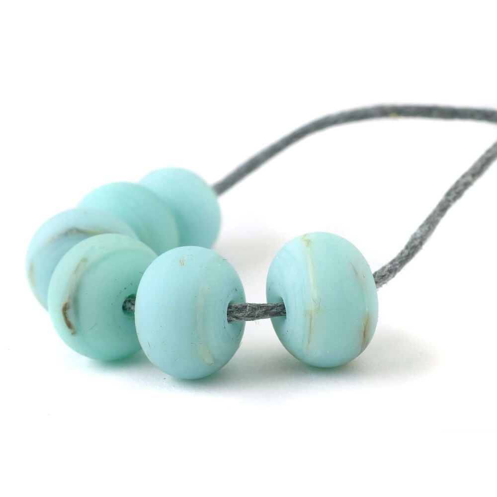 Duck Egg Blue Handmade Lampwork Glass Bead Set