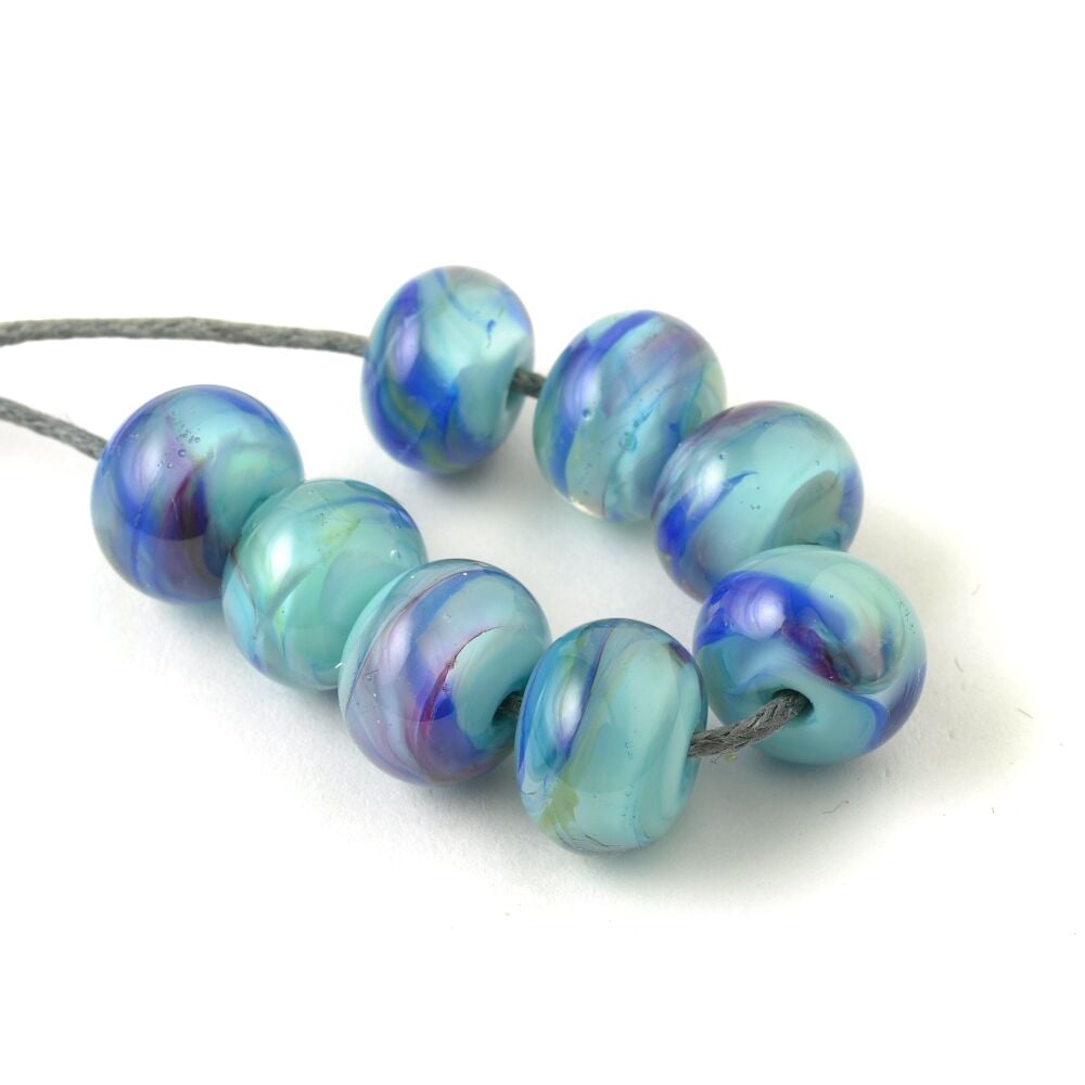 Hyacinth Blue Handmade Lampwork Glass Bead Set