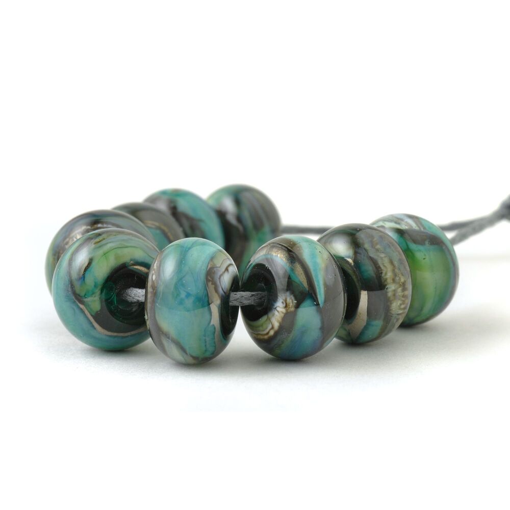 Aquatic Earth Handmade Lampwork Glass Bead Set