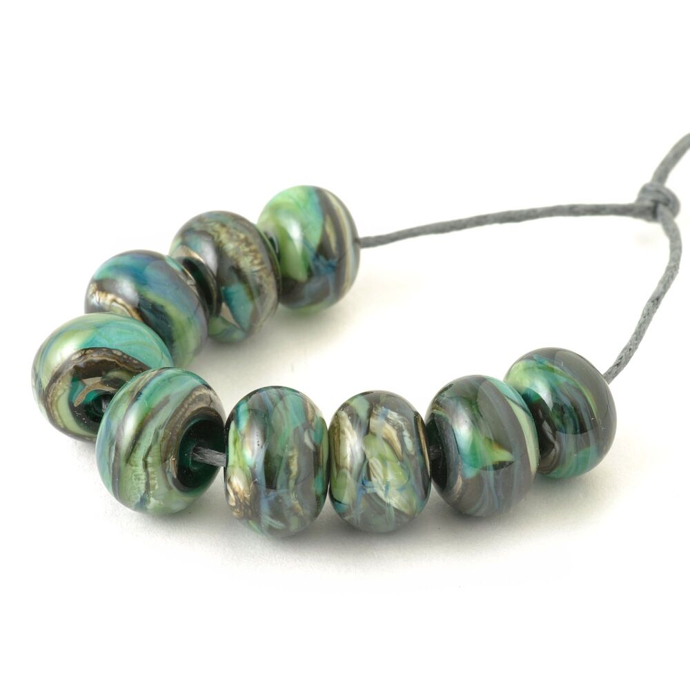 Aquatic Earth Handmade Lampwork Glass Bead Set