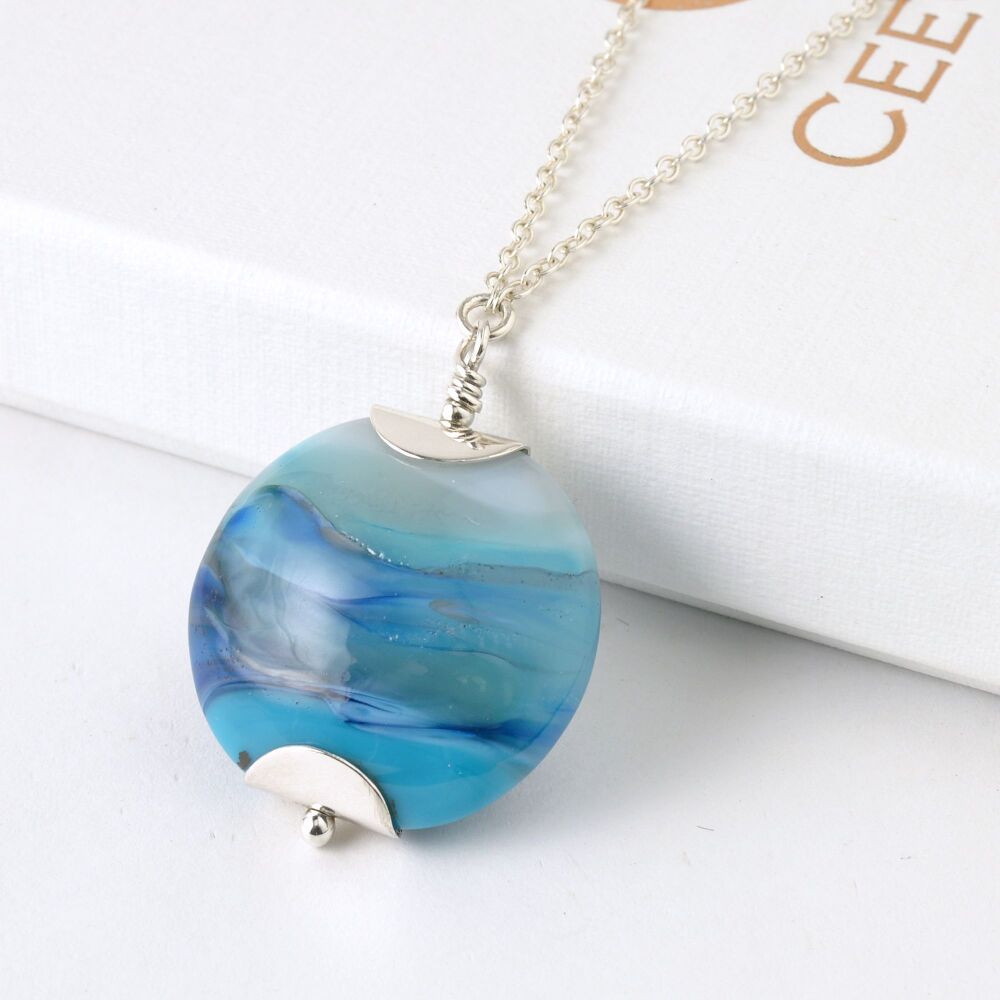 Rising Tide Lampwork Glass Pendant Necklace
