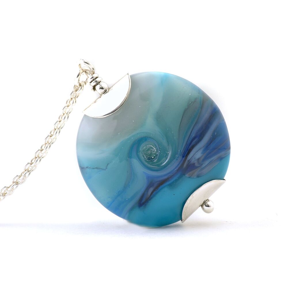 Rising Tide Lampwork Glass Pendant Necklace