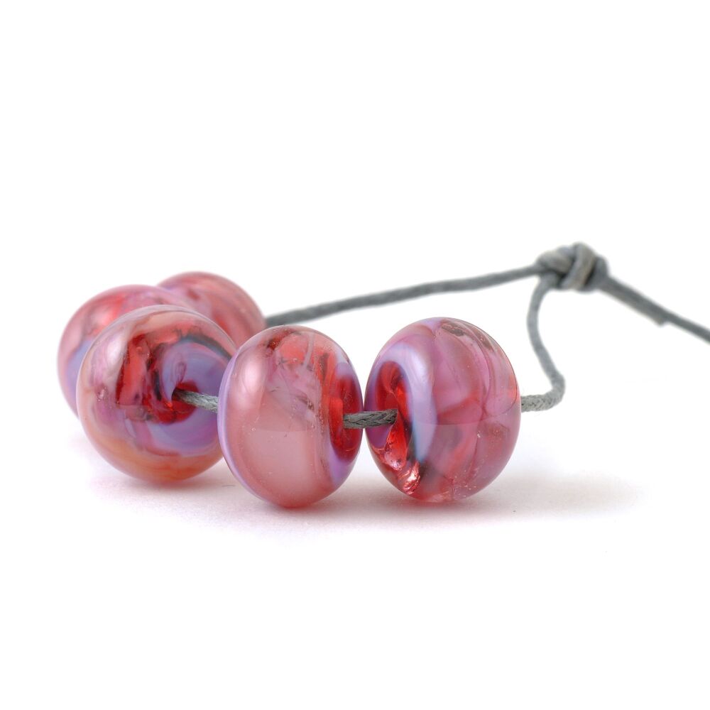 Parma Pink Handmade Lampwork Glass Bead Set