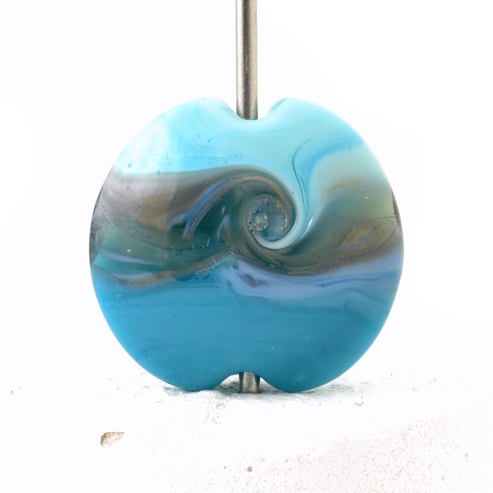 Turquoise Twist Lampwork Glass Focal Bead