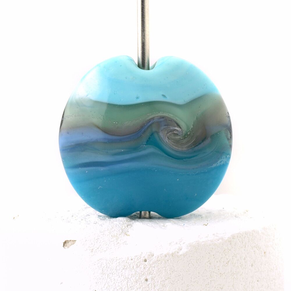 Turquoise Twist Lampwork Glass Focal Bead