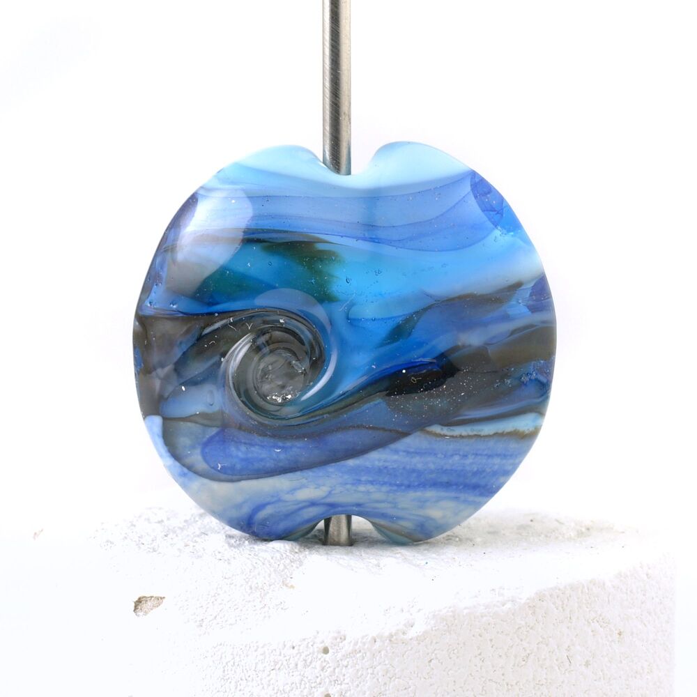 Dark Waves Lampwork Glass Focal Bead