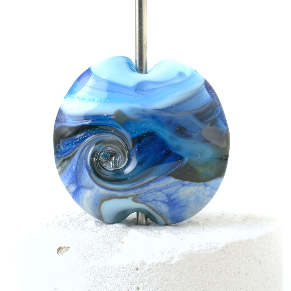 Dark Waves Lampwork Glass Focal Bead